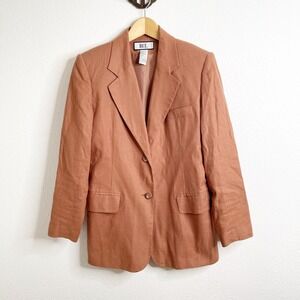 Bice Womens Linen Blend Blazer‎ Jacket Terracotta Rust Two Button Size 6 593340